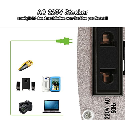 berryking Invertitore Inverter accendisigari auto presa 200 W (DC 12 V AC 220 V) USB LAN Prese di collegamento con adattatore per 2 porte
