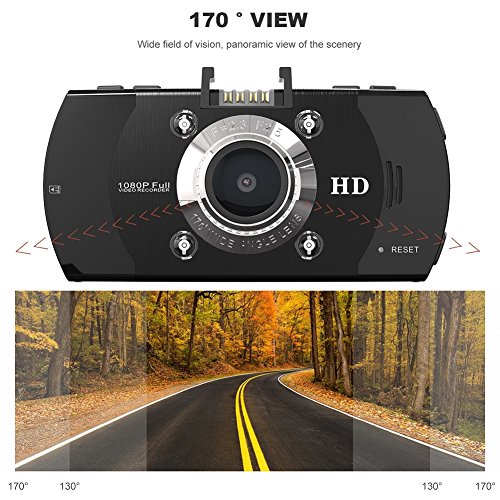Beschoi Dash Cam Telecamera per Auto Full HD 1080P 2” LCD Rigistratore DVR Videocamera Grandangolare 170 Gradi, Rilevatore di Movimento, Registrazione in Loop, G-Sensor, con Micro 32G SD