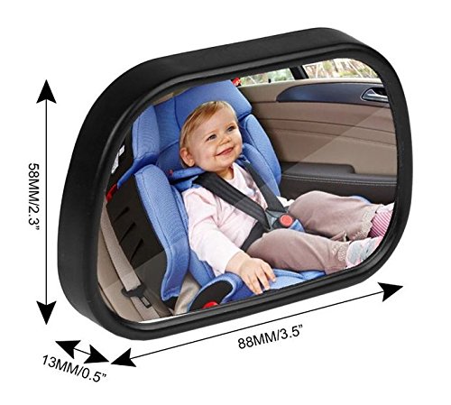 Bestbeans Baby 2 in1 Specchietto Retrovisore con 2 varianti di fissaggio per parabrezza a ventosa & Parasole KLAMMER angolo regolabile per una maggiore sicurezza nel traffico stradale