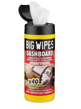 Big Wipes - Tubo da 40 panni pulizia e protezione per cruscotto, finitura lucida