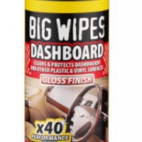 Big Wipes - Tubo da 40 panni pulizia e protezione per cruscotto, finitura lucida