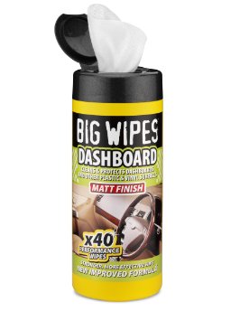 Big Wipes - Tubo da 40 panni pulizia e protezione per cruscotto, finitura opaca