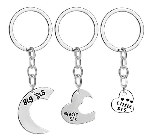 Bigboba set di 3 portachiavi metallo Hearted Shape Best Friends Key Chain borsetta borsa auto accessori per telefono cellulare