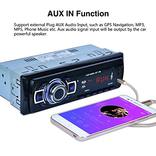 Bluetooth Autoradio, POMILE Auto Radio Car Stereo Lettore MP3 Ricevitore FM Audio con Versione Single-Din, Porta USB e Slot per Scheda SD Ricevitore AUX, Telecomando