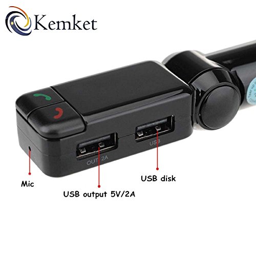 Bluetooth da auto Trasmettitore FM con doppio caricatore USB, Music Control e la chiamata a mani libere per smartphone e tablet