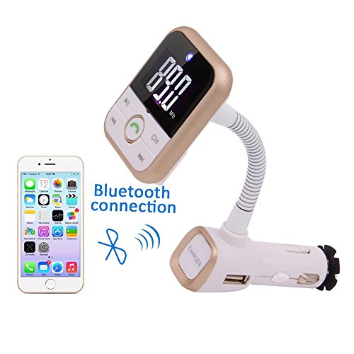 Bluetooth Trasmettitore FM, Eincar Wireless modulatore FM Radio Adapter kit vivavoce per auto Lettore MP3 con display LED Supporto telecomando USB Disk / SD / 3.5mm Aux-in
