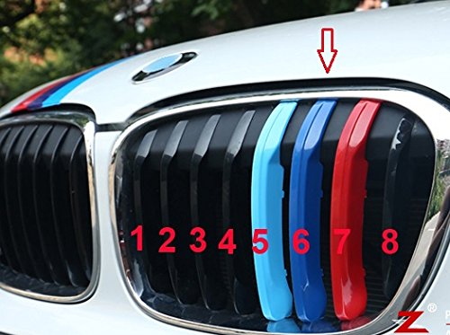 BMW X1 F48 2016 – 2017 8 griglie m Power m sport Tech Bonnet Hood Rene griglia Trim fibbia clip in inserti a righe strisce copertura Decor 3 colori