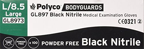 BODYGUARD GL8973 Nitrile Powder Free Gloves, Black, Set of 121