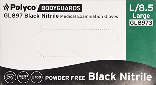 BODYGUARD GL8973 Nitrile Powder Free Gloves, Black, Set of 121