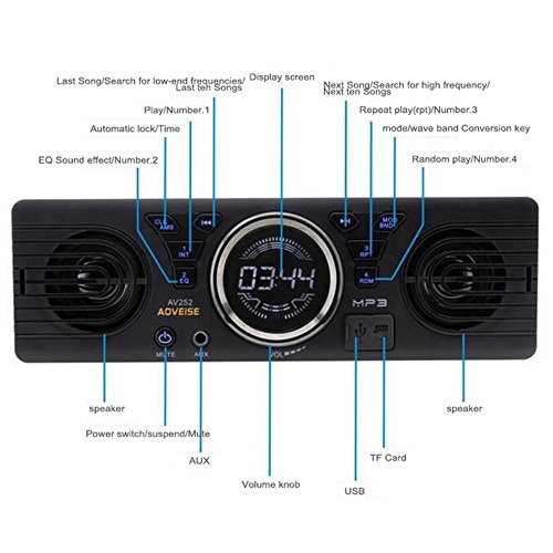 Boomboost AV252 12V Car SD card Autoradio stereo Radio MP3 Altoparlanti incorporate Con altoparlanti host Bluetooth