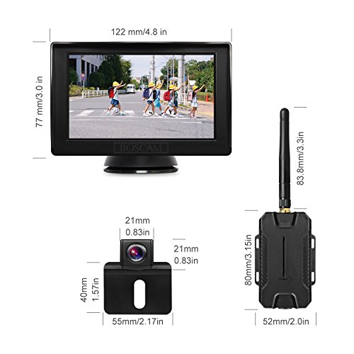 Boscam K1 wireless telecamera e monitor kit, 10,9 cm LCD retrovisore monitor + impermeabile retromarcia backup auto fotocamera con super visione notturna per auto, furgoni, camion, RVS