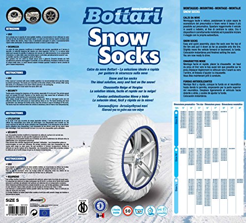 Bottari 68061: Calze da neve per auto, Taglia M, Prodotto compatibile con gli pneumatici 4 stagioni o invernali