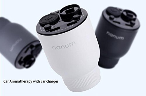 Brucia essenze da auto con doppia presa USB caricabatterie, diffusore oli essenziali per aromaterapia, design a forma di tazza (2 in 1), colore bianco
