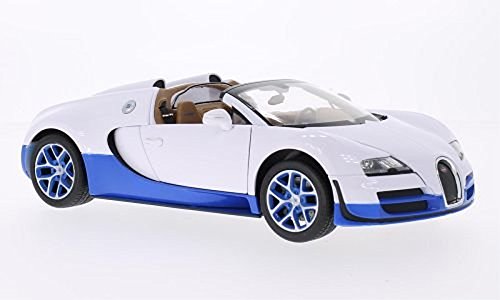 Bugatti Veyron 16.4 Grand Sport Vitesse, bianco/blu, modello di automobile, modello prefabbricato, Rastar 1: 18