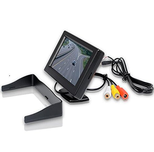 BW Monitor da 4,3” per l’assistenza al parcheggio in retromarcia da auto, con display LED retroilluminato, per telecamera da visione posteriore