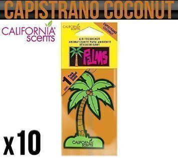 California Scents,profumatori per auto a forma di palma,aroma di cocco capistrano(confezione da 10)