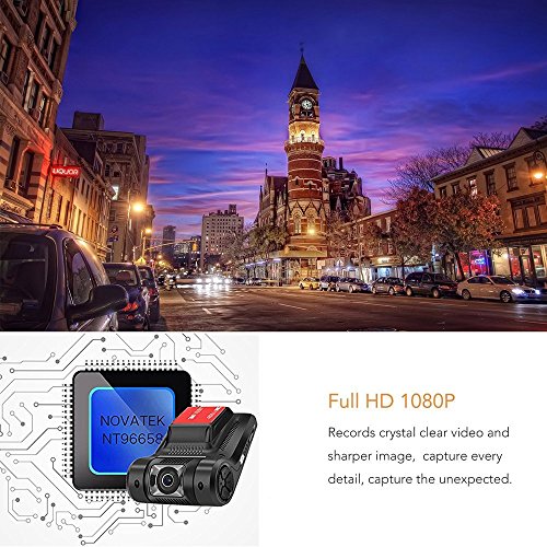 Camecho Auto Dash Cam, 1080P FHD 2,45 LCD DVR Video Visione Notturna Lenti, Telecamera per Auto WiFi, 170 gradi, G-Sensor, registrazione in loop, Monitor di parcheggio, Rilevatore di Movimento