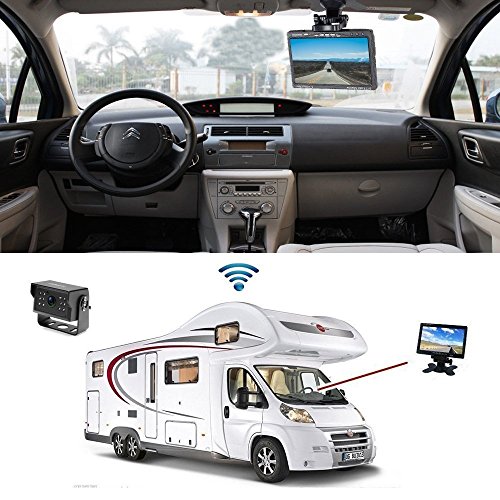 Camecho wireless backup veicolo sistema 17,8 cm TFT monitor 12 IR visione notturna IP 67 impermeabile telecamera posteriore kit per camion, rimorchio, RV caravan, camper