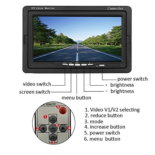 Camecho wireless backup veicolo sistema 17,8 cm TFT monitor 12 IR visione notturna IP 67 impermeabile telecamera posteriore kit per camion, rimorchio, RV caravan, camper