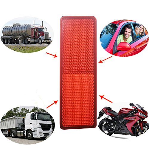 Camion riflettori, rettangolare con cuscinetti adesivi per auto allarme camion, rimorchi e roulotte, Gateposts, 4 pz rosso (15 x 4,8 cm)