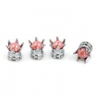 Cappucci delle valvole perle rosa Silver Crown