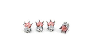 Cappucci delle valvole perle rosa Silver Crown
