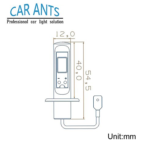 Car Ants auto parts estremamente luminoso COB chips, H1 H3 H4 H7 H8/H9/H11 H10 H16 880 881 9005(HB3) 9006(HB4), 30W 1400LM LED Fog Light bulbs, Plug-n-Play freddo colore bianco(H1)(confezione da 2)