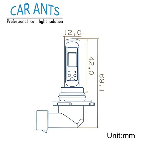 Car Ants Illuminazione Chips COB estremamente luminosi, H1, H3, H4, H7, H8 / H9 / H11.H10 9005,9006 (HB4), lampadine per fendinebbia a LED 30W 1400LM, colore bianco freddo plug-n-play (9006/HB4)(pacchetto di 2)