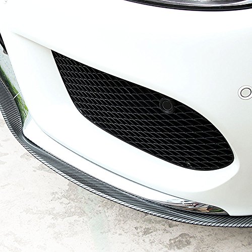 Car Black Front Bumper Rubber Protector Lip TPVC Carbon Fiber Splitter Body Spoiler 98inches Universal