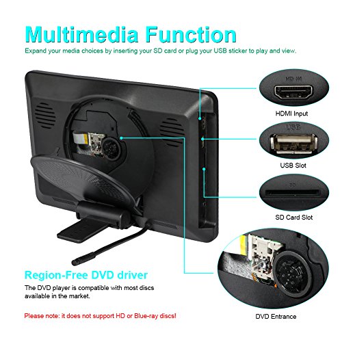 Car DVD Player con cuffie wireless, 10,1 pollici HD Poggiatesta Lettore DVD Veicolo Sedile posteriore Sistema di intrattenimento per bambini con HDMI SD USB remoto (CLZ102D-H)