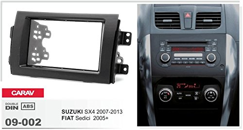 CARAV 09 – 002 – 12 – 6 mascherina per autoradio Doppio DIN auto Radio Incasso Set per Fiat Sedici 2006 – 2009/Suzuki SX4 2007 – 2013