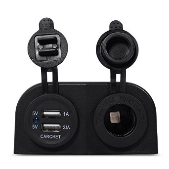 CARCHET Presa Adattatore Doppio USB Nero 12V Attacco Accendisigari per Auto DIY