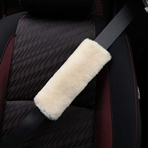 CARGOOL Autentica Pelle di Pecora Car Seat Belt Cover Auto Shoulder Pad Soft Car Neck Cuscino di Supporto