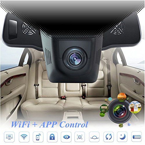 Cargool Dash Cam 1080p HD auto cruscotto della macchina fotografica WiFi registratore di guida con il G-Sensor e cavo USB, grandangolare 170 ° nascosta, supporta scheda TF fino a 64 GB, nero