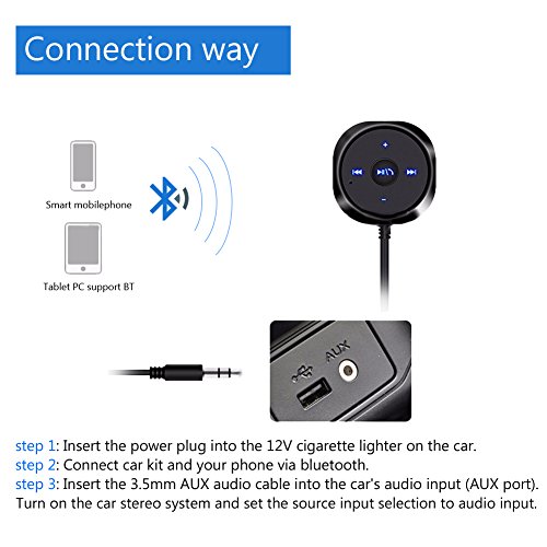 Caricabatteria da auto Bluetooth lettore EinCar senza fili di Radio ricevitore stereo USB audio con spina di 3.5mm Jack per chiamate in vivavoce e musica