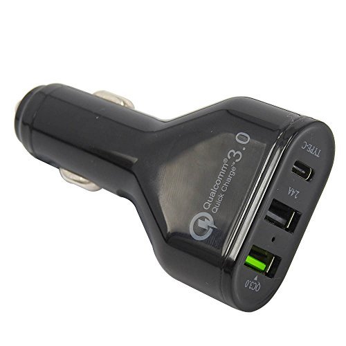 Caricabatteria da auto Mugen Power Quick Charge 3.0 3 porte (2 USB + 1 di tipo C) Caricabatteria da auto intelligente USB per Galaxy S7 / S6 / EDGE / Plus, Nota 4/5, LG V20 / V10 / G5 / G4, Motorola Z, iPhone 7 / 6/5/4, iPad, iPod, Nexus 6