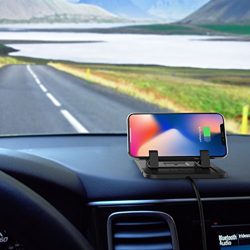 Caricabatteria da auto veloce senza fili, Steanum Qi Phone Caricatore a induzione wireless, Supporto da tappetino in silicone antiscivolo per iPhone X / 8/8 Plus, Samsung Note 5/8, Galaxy S9 / S9+ / S8 / S8 + / S7 / S6 edge +