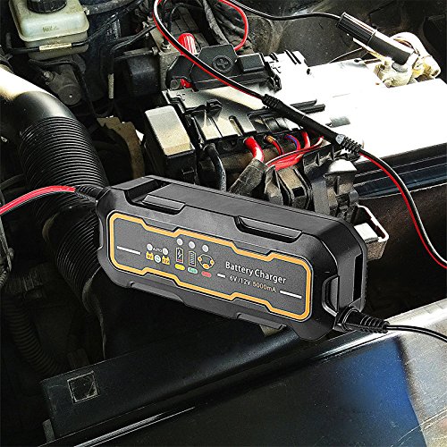 Caricabatteria per auto intelligente,GOGOLO Caricabatteria rapido portatile automatico 12V / 6V 5A Maintainer per batterie al piombo per motocicli Auto, GEL, AGM