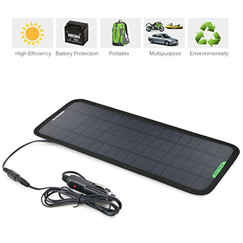 Caricabatterie portatile a energia solare per batterie di auto, motociclette, trattori e barche, 18V, 5W