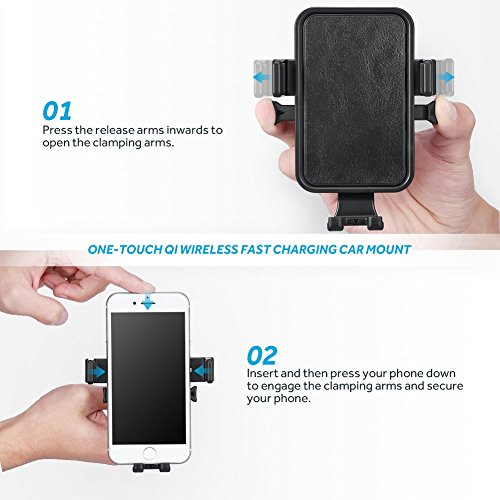 Caricatore Wireless Auto,NOVETE ricarica rapida,Supporto 360° Girevole per Samsung Galaxy Note 8/ S8/ S8+/ S7/ S6 Edge+/ Note 5,Qi Charging Standard, per iPhone X/8/8 Plus