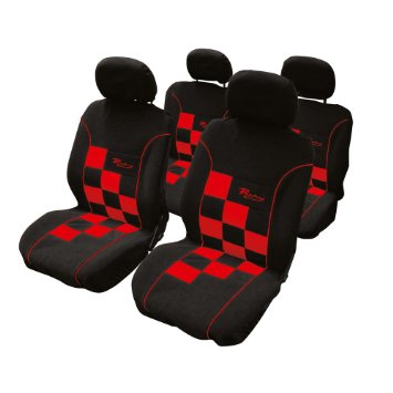 Carpoint 0310220 Kit di Copri-Sedili, 8 Pezzi, Racing, Compatibile Airbag, Rosso