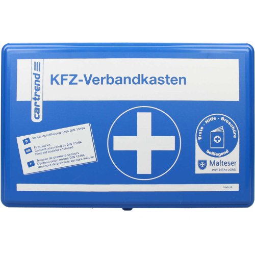 Cartrend 7700126 Kit di pronto soccorso Classic con istruzioni per il primo soccorso, DIN 13164, Blu