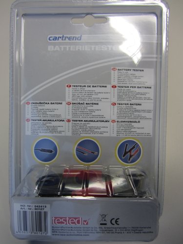 Cartrend 80127 Tester per batteria 12 V / 24 V, con display LCD retroilluminato blu