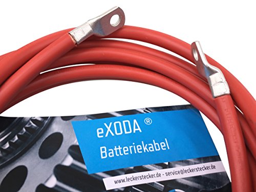 Cavo da batteria eXODA di 7,50m Cavo di alimentazione da 25 mm² in rame con estremità ad anello M8 nero 12V cavo da auto
