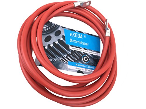 Cavo da batteria eXODA di 7,50m Cavo di alimentazione da 35 mm² in rame con estremità ad anello M8 rosso 12V cavo da auto