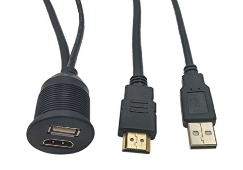 Cerrxian 1 meter USB cavo di prolunga HDMI & Dash pannello di montaggio a incasso per auto, barche e moto