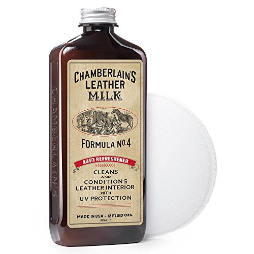 Chamberlain’s Leather Milk - Balsamo e detergente per cuoio e pelle - Lozione Leather Care Liniment No 1. Balsamo completamente naturale e atossico made in USA. 2 dimensioni. Con applicatore premium incluso nella confezione. - 0.35 L