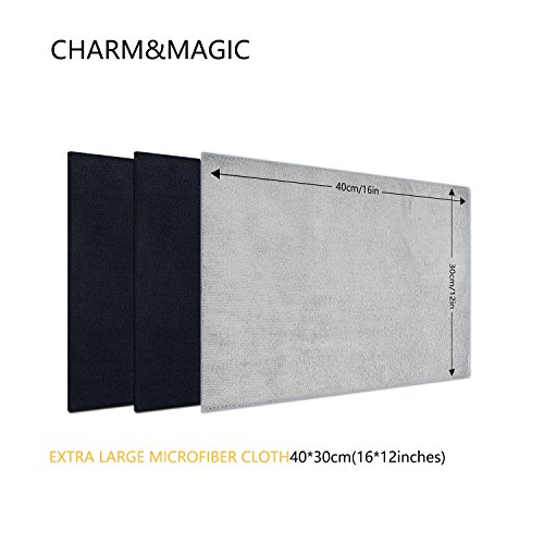 CHARM & MAGIC Panni in Microfibra per Spolverare Cucina Tavoli Specchi Ufficio Auto Confezione da 10 Unità (5 Nero + 5 Grigio, 30 x 40 cm)