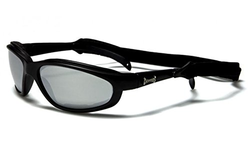 Choppers Slim-line Moto occhiali da sole neri / Occhiali - lenti ambra gialla