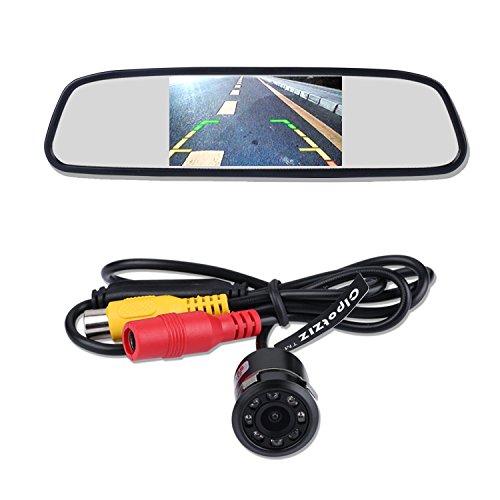 CIpotZIZ Kit telecamera e Monitor per auto, Monitor 10,92 cm (4,3") da auto universale per specchietto retrovisore, HD, 8 LED, impermeabile, infrarossi Night Vision Reverse Rearview Car Backup Camera